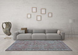 Machine Washable Persian Turquoise Bohemian Area Rugs in a Living Room,, wshtr4150turq
