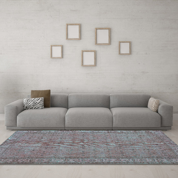 Machine Washable Persian Turquoise Bohemian Area Rugs in a Living Room,, wshtr4150turq