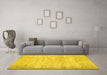 Machine Washable Persian Yellow Traditional Rug in a Living Room, wshtr4151yw