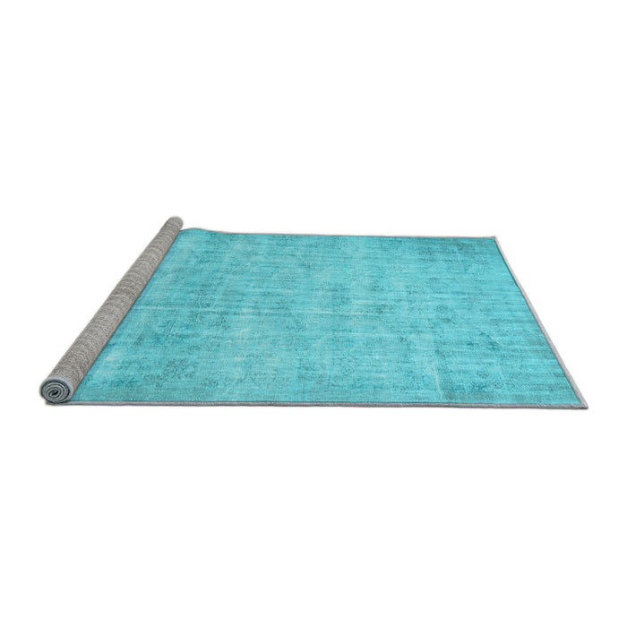Sideview of Machine Washable Persian Light Blue Traditional Rug, wshtr4151lblu