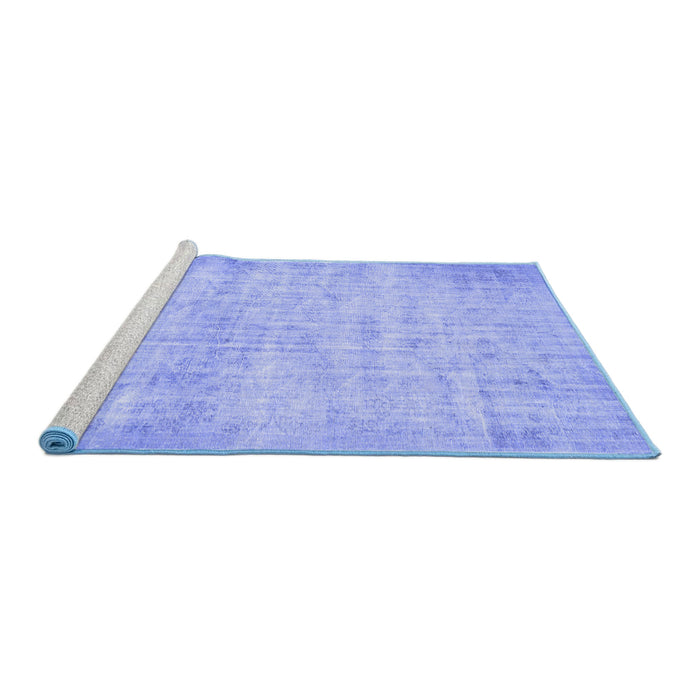 Sideview of Machine Washable Persian Blue Traditional Rug, wshtr4151blu