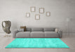 Machine Washable Persian Turquoise Traditional Area Rugs in a Living Room,, wshtr4151turq