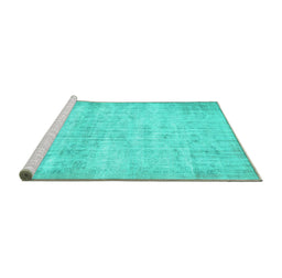 Sideview of Machine Washable Persian Turquoise Traditional Area Rugs, wshtr4151turq