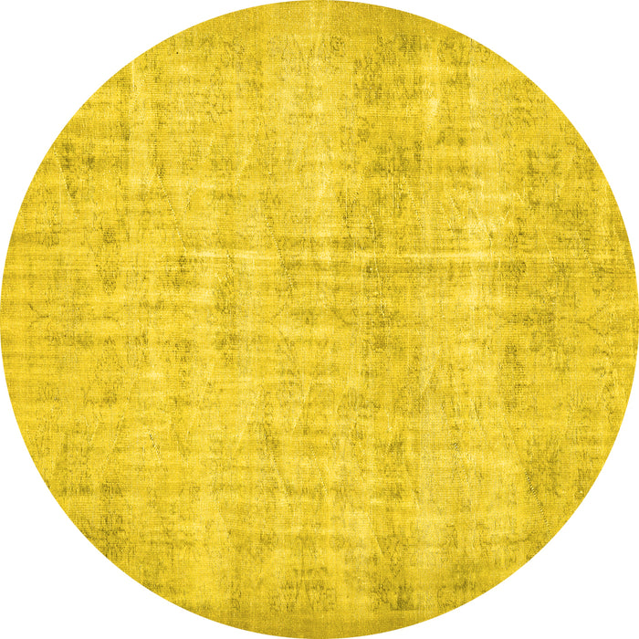Round Persian Yellow Traditional Rug, tr4151yw