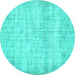 Round Persian Turquoise Traditional Rug, tr4151turq