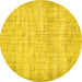 Round Machine Washable Persian Yellow Traditional Rug, wshtr4151yw