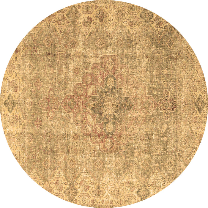 Round Persian Brown Traditional Rug, tr4152brn