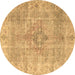 Round Persian Brown Traditional Rug, tr4152brn