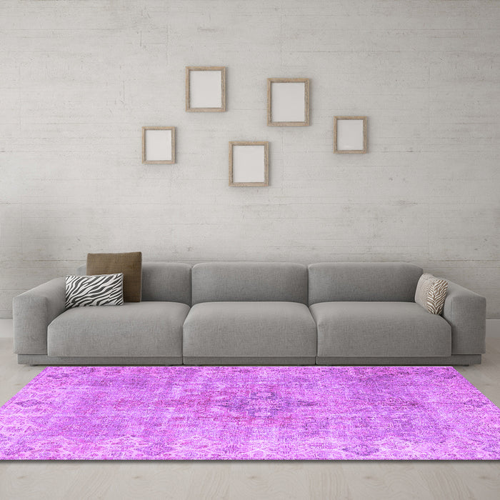 Machine Washable Persian Purple Traditional Area Rugs in a Living Room, wshtr4152pur