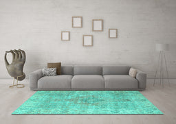 Machine Washable Persian Turquoise Traditional Area Rugs in a Living Room,, wshtr4152turq