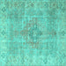 Square Persian Turquoise Traditional Rug, tr4152turq