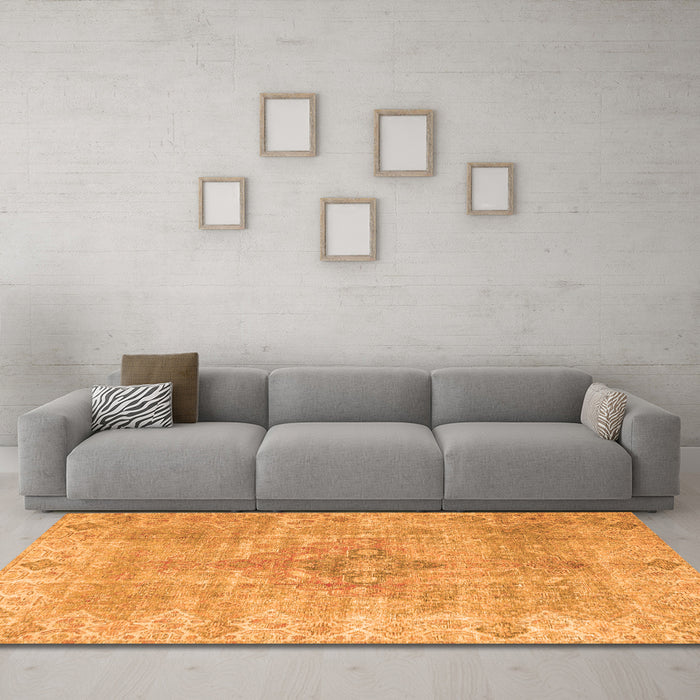 Machine Washable Persian Orange Traditional Area Rugs in a Living Room, wshtr4152org