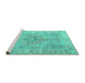 Sideview of Machine Washable Persian Turquoise Traditional Area Rugs, wshtr4152turq