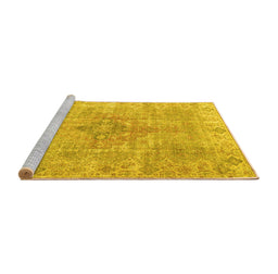 Sideview of Machine Washable Persian Yellow Traditional Rug, wshtr4152yw