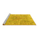 Sideview of Machine Washable Persian Yellow Traditional Rug, wshtr4152yw