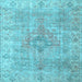 Square Machine Washable Persian Light Blue Traditional Rug, wshtr4152lblu