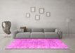 Machine Washable Persian Pink Traditional Rug in a Living Room, wshtr4152pnk