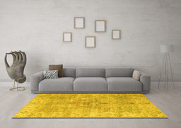 Machine Washable Persian Yellow Traditional Rug in a Living Room, wshtr4152yw