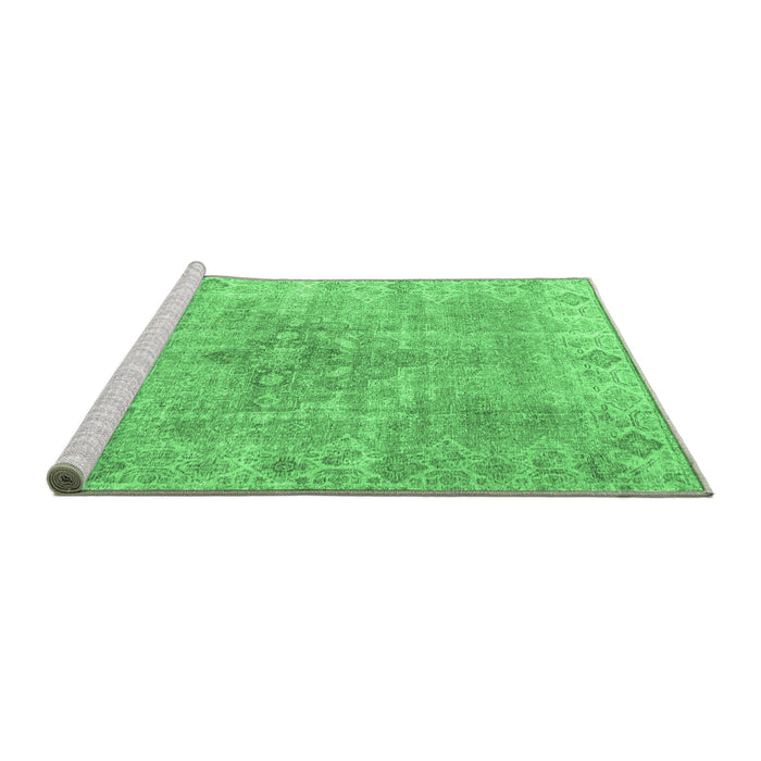 Sideview of Machine Washable Persian Emerald Green Traditional Area Rugs, wshtr4152emgrn