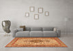 Machine Washable Medallion Orange Traditional Area Rugs in a Living Room, wshtr4153org