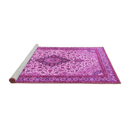 Sideview of Machine Washable Medallion Pink Traditional Rug, wshtr4153pnk