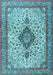 Machine Washable Medallion Light Blue Traditional Rug, wshtr4153lblu