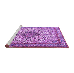 Sideview of Machine Washable Medallion Purple Traditional Area Rugs, wshtr4153pur