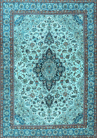 Medallion Light Blue Traditional Rug, tr4153lblu