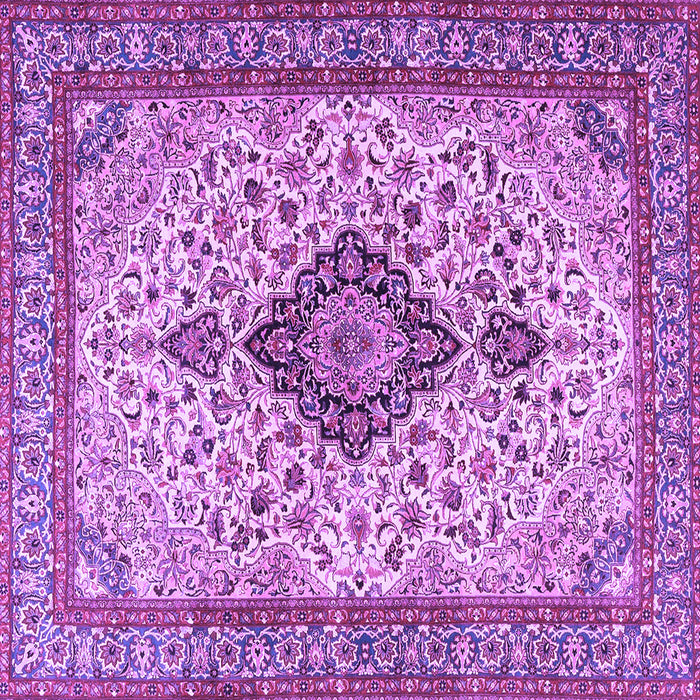 Square Machine Washable Medallion Purple Traditional Area Rugs, wshtr4153pur