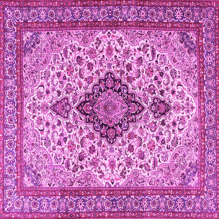 Square Machine Washable Medallion Pink Traditional Rug, wshtr4153pnk