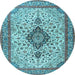 Round Medallion Light Blue Traditional Rug, tr4153lblu