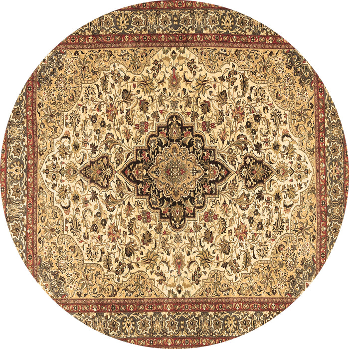 Round Medallion Brown Traditional Rug, tr4153brn