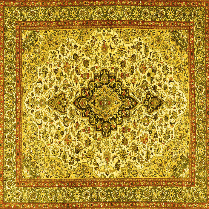 Square Medallion Yellow Traditional Rug, tr4153yw