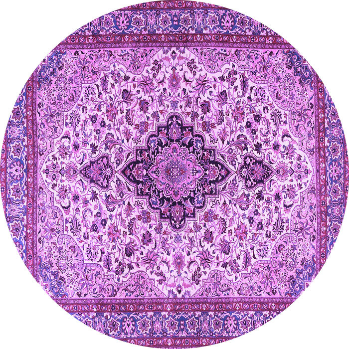 Round Medallion Purple Traditional Rug, tr4153pur