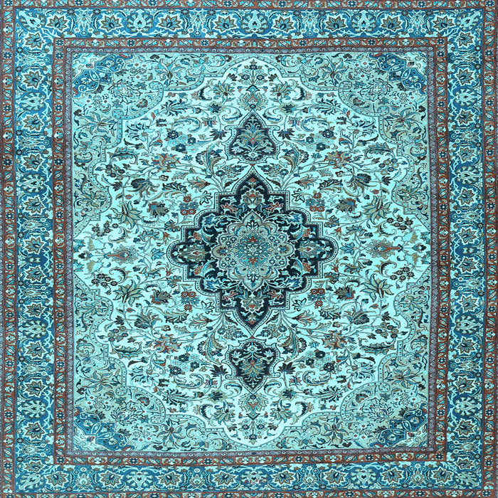 Square Medallion Light Blue Traditional Rug, tr4153lblu