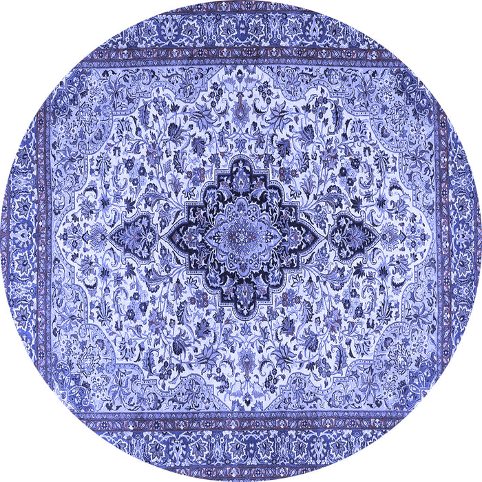 Round Medallion Blue Traditional Rug, tr4153blu