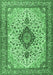 Machine Washable Medallion Emerald Green Traditional Area Rugs, wshtr4153emgrn