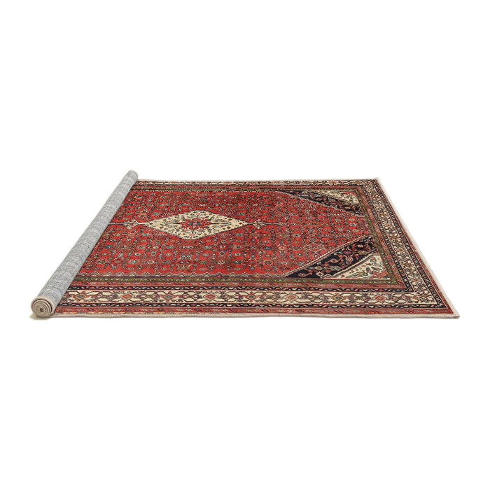 Sideview of Machine Washable Traditional Orange Salmon Pink Rug, wshtr4154