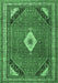 Machine Washable Medallion Emerald Green Traditional Area Rugs, wshtr4154emgrn