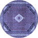 Round Medallion Blue Traditional Rug, tr4154blu