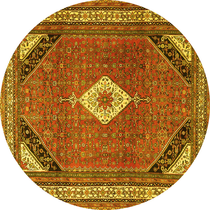 Round Medallion Yellow Traditional Rug, tr4154yw