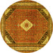 Round Medallion Yellow Traditional Rug, tr4154yw