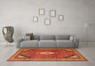 Machine Washable Medallion Orange Traditional Area Rugs in a Living Room, wshtr4154org