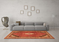 Machine Washable Medallion Orange Traditional Rug, wshtr4154org