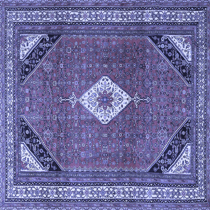 Square Machine Washable Medallion Blue Traditional Rug, wshtr4154blu