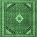Square Machine Washable Medallion Emerald Green Traditional Area Rugs, wshtr4154emgrn