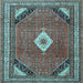 Square Medallion Light Blue Traditional Rug, tr4154lblu