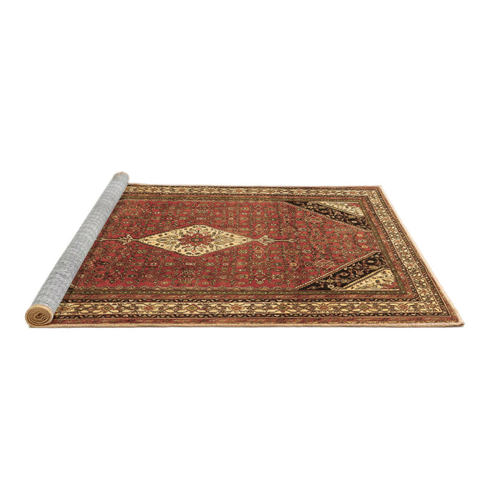 Sideview of Machine Washable Medallion Brown Traditional Rug, wshtr4154brn