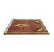 Sideview of Machine Washable Medallion Brown Traditional Rug, wshtr4154brn