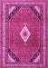 Machine Washable Medallion Pink Traditional Rug, wshtr4154pnk
